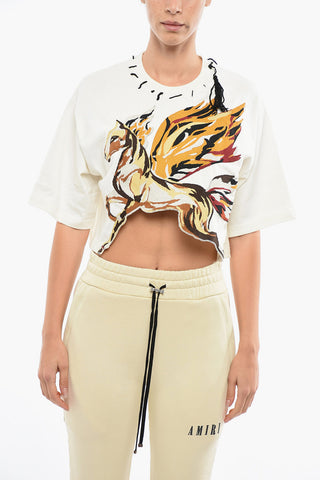Embroidered Short Sleeved Cropped T-shirt