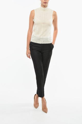Distressed Effect Sleeveless Cashmere Sweater