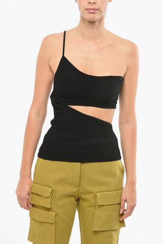 Ribbed Velour Top with Cut-out Detail