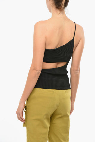 Ribbed Velour Top with Cut-out Detail