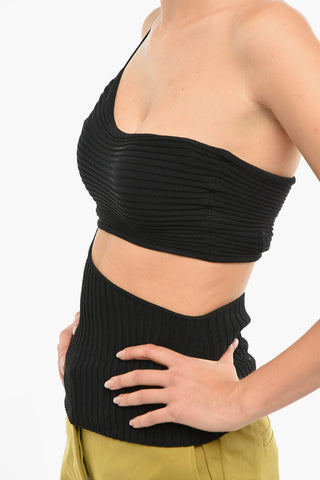 Ribbed Velour Top with Cut-out Detail