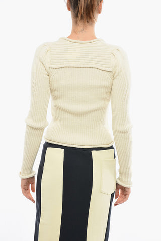 Ribbed Alpaca Blend Sweater with Square Neckline
