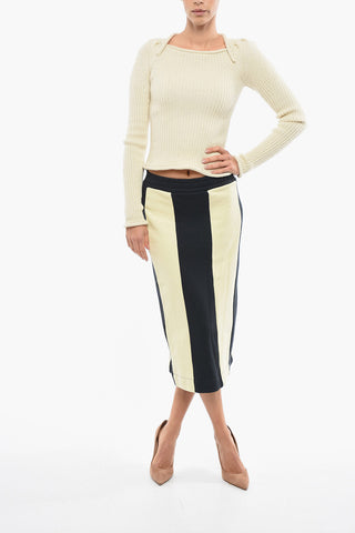 Ribbed Alpaca Blend Sweater with Square Neckline