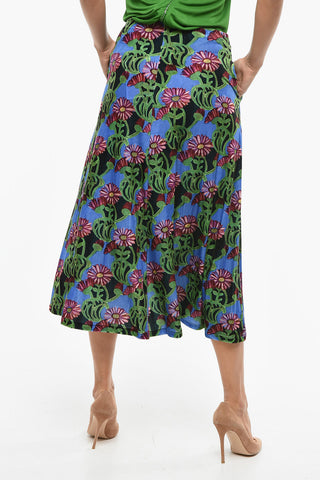 Floral Patterned Velvet KENNY Skirt with 2 Pockets