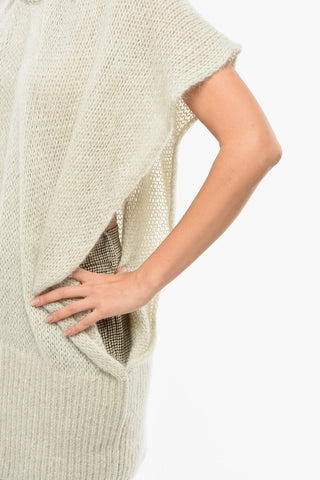 Sleeveless Wool Blend Crewneck Pullover