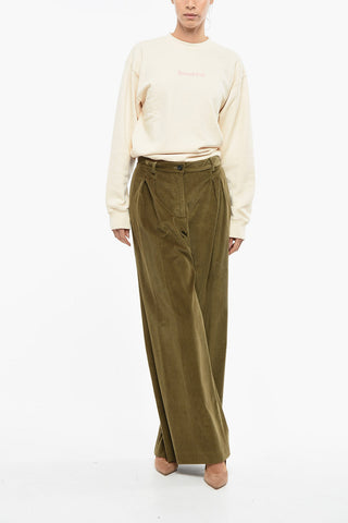 WEEKEND Pantaloni Wide-leg BELLA in Velour a Coste 