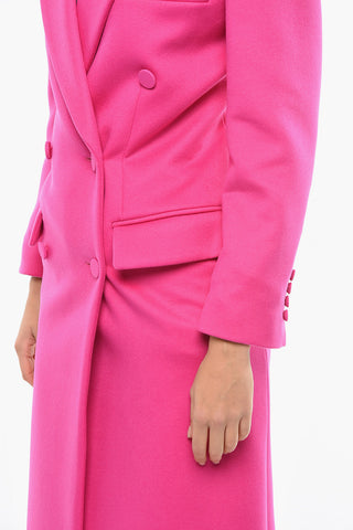 Double-breasted Wool Blend Coat with Covered Buttons