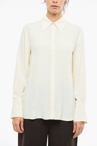Camicia in Misto Seta con Abbottonatura Nascosta