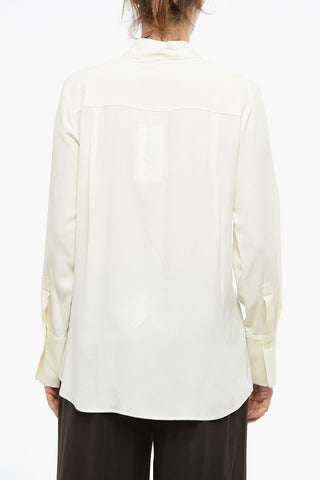 Camicia in Misto Seta con Abbottonatura Nascosta