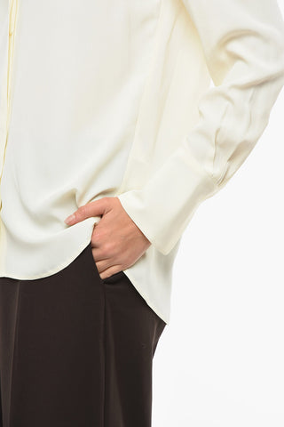 Camicia in Misto Seta con Abbottonatura Nascosta