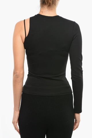 One-Shoulder PICADOR Top with Silver-Tone Logo