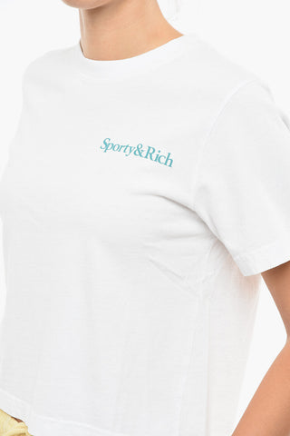 Crew-neck T-Shirt with Contrasting Print