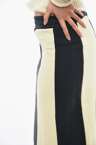 Brushed Cotton Fleece Pencil Skirt with Awning Pattern