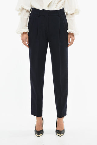 High-waisted Virgin Wool BANKER Double-pleated Pants