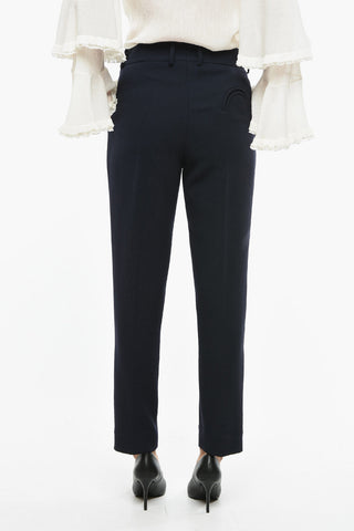 High-waisted Virgin Wool BANKER Double-pleated Pants