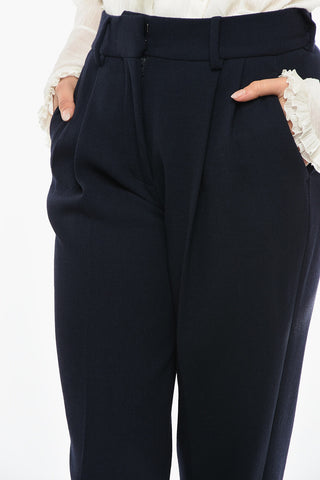 High-waisted Virgin Wool BANKER Double-pleated Pants