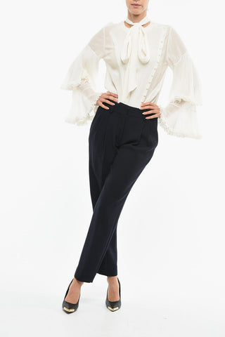 High-waisted Virgin Wool BANKER Double-pleated Pants