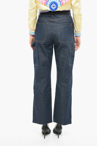 Raw-Cut Bottom dark-Washed Regular Fit Jeans