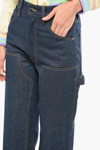 Raw-Cut Bottom dark-Washed Regular Fit Jeans