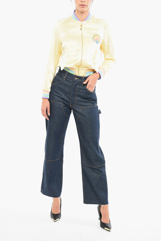 Raw-Cut Bottom dark-Washed Regular Fit Jeans