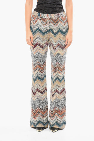 Crochet Flared Trousers with Geomtric Pattern