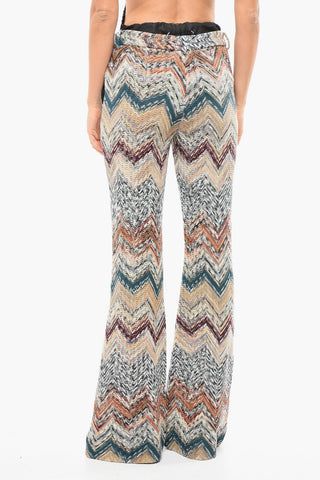 Crochet Flared Trousers with Geomtric Pattern