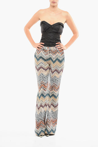 Crochet Flared Trousers with Geomtric Pattern