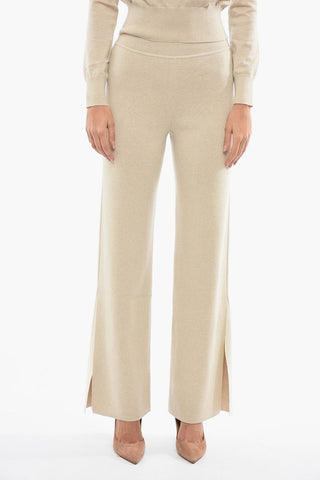 Wide Fit Cashmere Pants With Side Slits