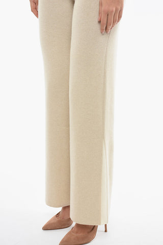 Wide Fit Cashmere Pants With Side Slits