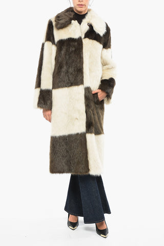 Check Patterned NINO Eco-fur Coat
