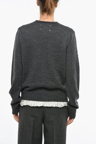 MM4 Double-layered Cardigan with Distressed Details