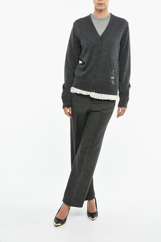 MM4 Double-layered Cardigan with Distressed Details