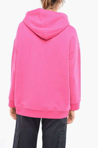 Brushed Cotton Oversized Hoodie with Lace Inserts