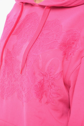 Brushed Cotton Oversized Hoodie with Lace Inserts