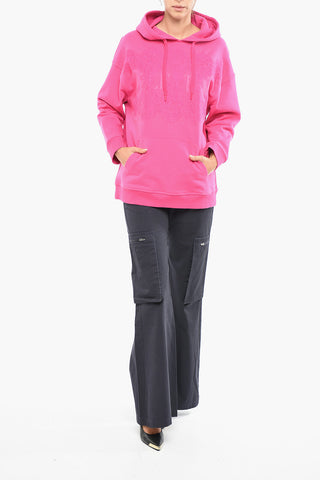 Brushed Cotton Oversized Hoodie with Lace Inserts
