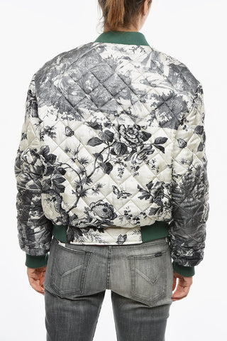 Bomber Trapuntato Reversibile con Stampa Floreale