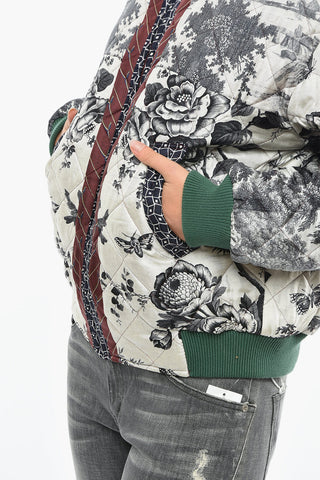 Bomber Trapuntato Reversibile con Stampa Floreale