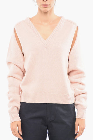 Cashmere V-neckline Sweater with Cut Out Detailing