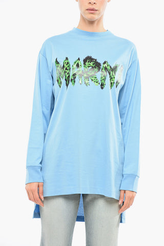 Crewneck Long Sleeved T-shirt With Logo Print