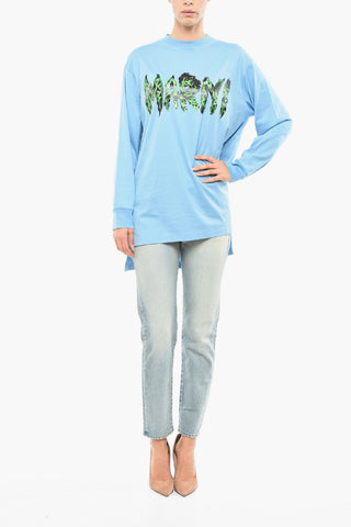 Crewneck Long Sleeved T-shirt With Logo Print