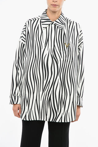 Overshirt in Faille di Cotone con Motivo Zebrato