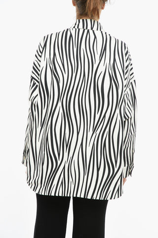 Overshirt in Faille di Cotone con Motivo Zebrato