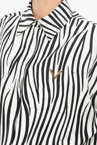 Overshirt in Faille di Cotone con Motivo Zebrato