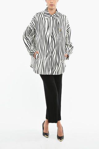 Overshirt in Faille di Cotone con Motivo Zebrato