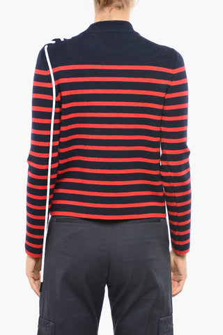 Striped Wool Jumper With Lace-up Details