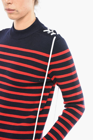 Striped Wool Jumper With Lace-up Details