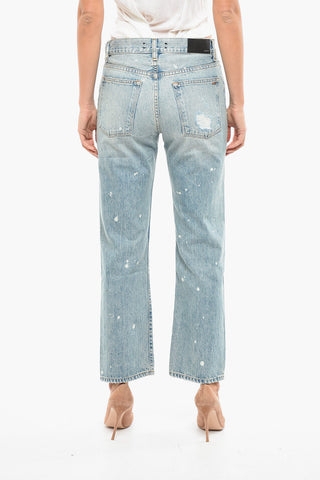 Distressed Light-Wash Regular fit Jeans