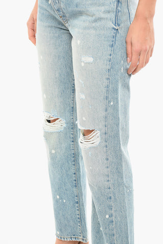 Distressed Light-Wash Regular fit Jeans