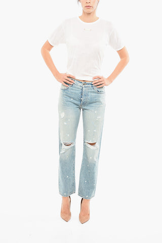 Distressed Light-Wash Regular fit Jeans