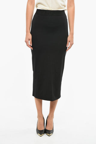 Logoed Elastic Waist Pencil Longuette Skirt